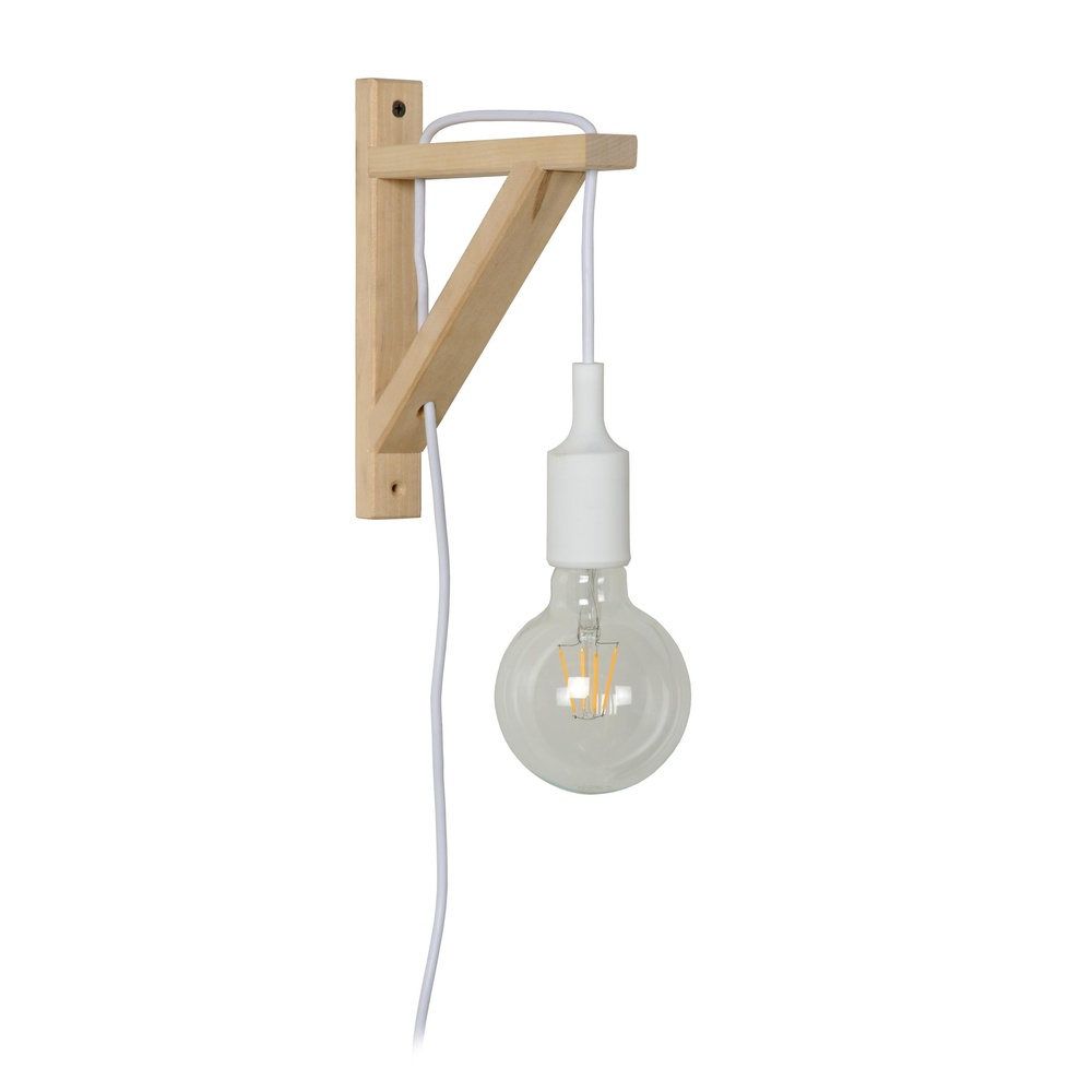 Lucide Houten wandlampFix met wit snoer - 08208/01/31